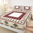 thumbnail image 4 of jejeloiu Cabin Snowflake Bed Sheets,Lodge Pattern Full Size Sheets For Boys,Beige Red,4 Pieces,1 Flat Sheet, 1 Fitted Sheet and 2 Pillowcases, 4 of 6