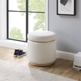 thumbnail image 2 of Riverbay Furniture Sherpa Fabric Natural Ottoman Round Multifunctional 18" Assembled, 2 of 8