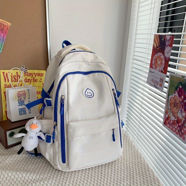 Mochila Escolar De Gran Capacidad Para Estudiantes, Informal, Sencilla, Multicapa, Con Colgante De Pato, Bolsa De Viaje