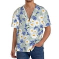 thumbnail image 7 of Lsque Daisies Flowers print Men's Cuban Collar Short Sleeve Shirt Summer Beachwear Casual Button Down Fashionable Vacation Leisure Shirt-3X-Large, 7 of 7