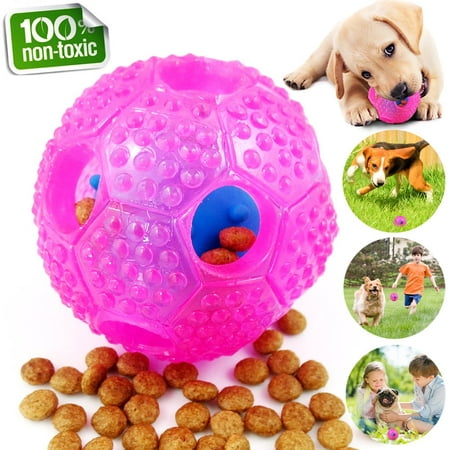 Dog Treat Dispensing Toy IQ Treat Ball with Squeaker Rubber Dog Chew Toy Dog Puzzle Toys Best for Puppy and Small Medium Dogs Increases IQ and Mental Stimulation (2