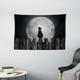 thumbnail image 1 of Moon Tapestry, Silhouette of a Cat Looking to Full Moon While Sitting on the Fence Animal, Wall Hanging for Bedroom Living Room Dorm Decor, 60W X 40L Inches, Black Pale Grey Blue, by Ambesonne, 1 of 2