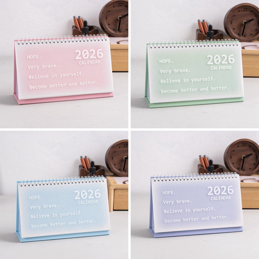Slccxzc 4pcs 2026 Desktop Calendar Freestanding Flip Month to View Spiral Bound Calender for Home Business Office