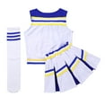 thumbnail image 4 of Kaerm Kids Girls Shiny Star School Cheerleading Uniform Shell Top with Pleated Skirts for Cosplay Blue 5-6, 4 of 7