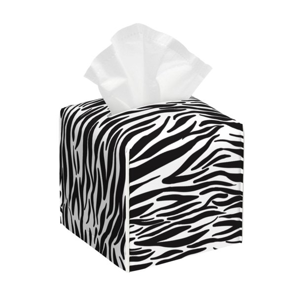 Balery Zebra Porta Pañuelos de Cuero con Estampado – Funda Moderna Cuadrada para Caja de Pañuelos, Dispensador 5x5x5''