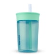 thumbnail image 1 of Vaso Owala Kids de plástico sin BPA, 450 ml, color verde pajizo y aguamarina, 1 of 5