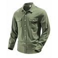 thumbnail image 5 of BiZtdJrK Quick Dry Cargo Shirts for Men Big and Tall Long Sleeve Work Tops Outdoor Casual Button Down Blouse with Pockets, Army Green, S, 5 of 9