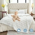thumbnail image 6 of Parojati 90*90 Faux Fur Throw Blanket for Queen Size Bed - Extra Soft Fluffy Warm Bubble Design Blanket for Couch, Sofa and Versatile Use for Bedroom, Living Room, Farmhouse, White, 6 of 10