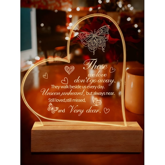 Those We Love Don't Go Away Acrylic Night Light Sign, Loss of Loved One Sympathy Gift, Memorial Gifts for Loss Keepsake, In Memory of Loved One Sign, Grief Bereavement Remembrance Plaque Decor