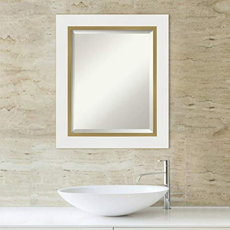 Framed Vanity Mirror Bathroom Mirrors For Wall Eva White Gold Mounted Small 25 X 21 In Canada Framed Vanity Mirror Bathroom Mirrors, White Wall Mirror For Bathroom