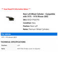 thumbnail image 2 of Rear Left Wheel Cylinder - Compatible with 1975 - 1976 Nissan 280Z, 2 of 2