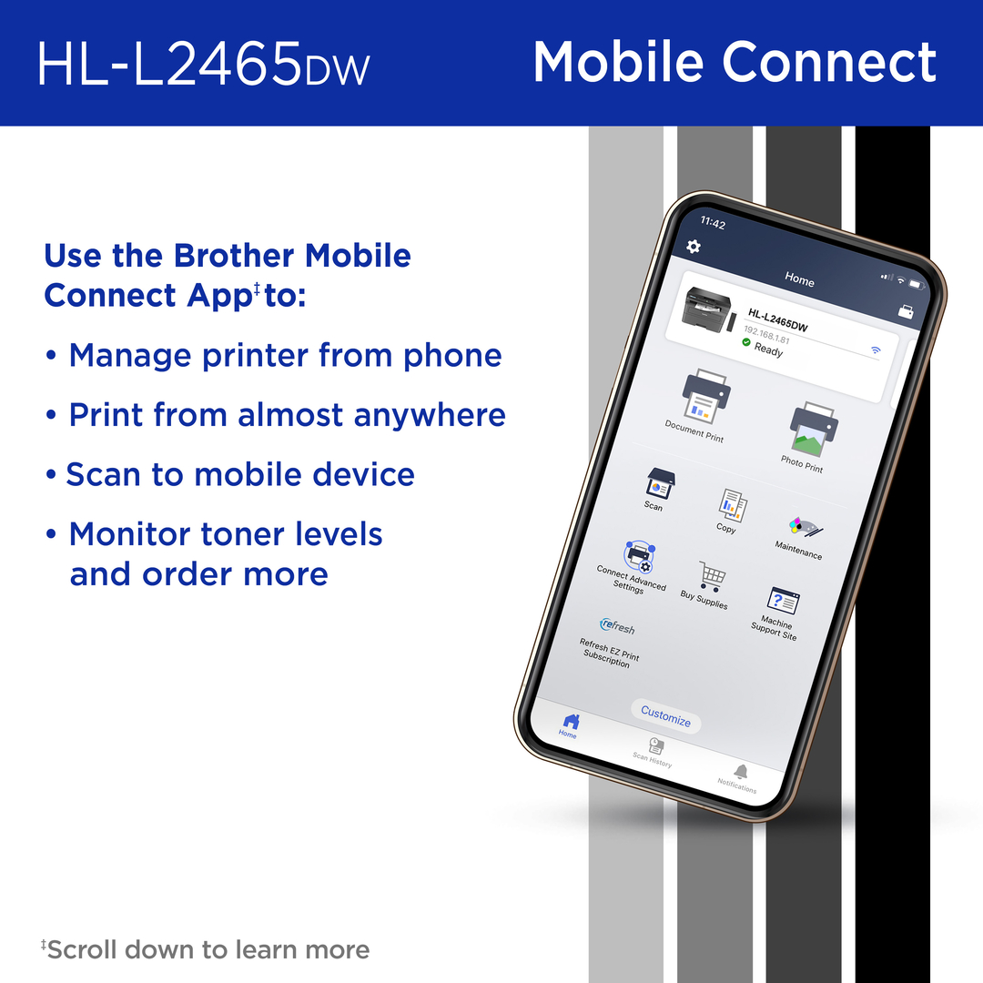Brother HL-L2465DW Wireless Monochrome Laser Printer photo 6
