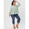 thumbnail image 2 of GRACE & GRANDEUR Juniors' Plus Floral 3/4 Sleeve Ruffle Flowy Peplum Blouse, 2 of 6