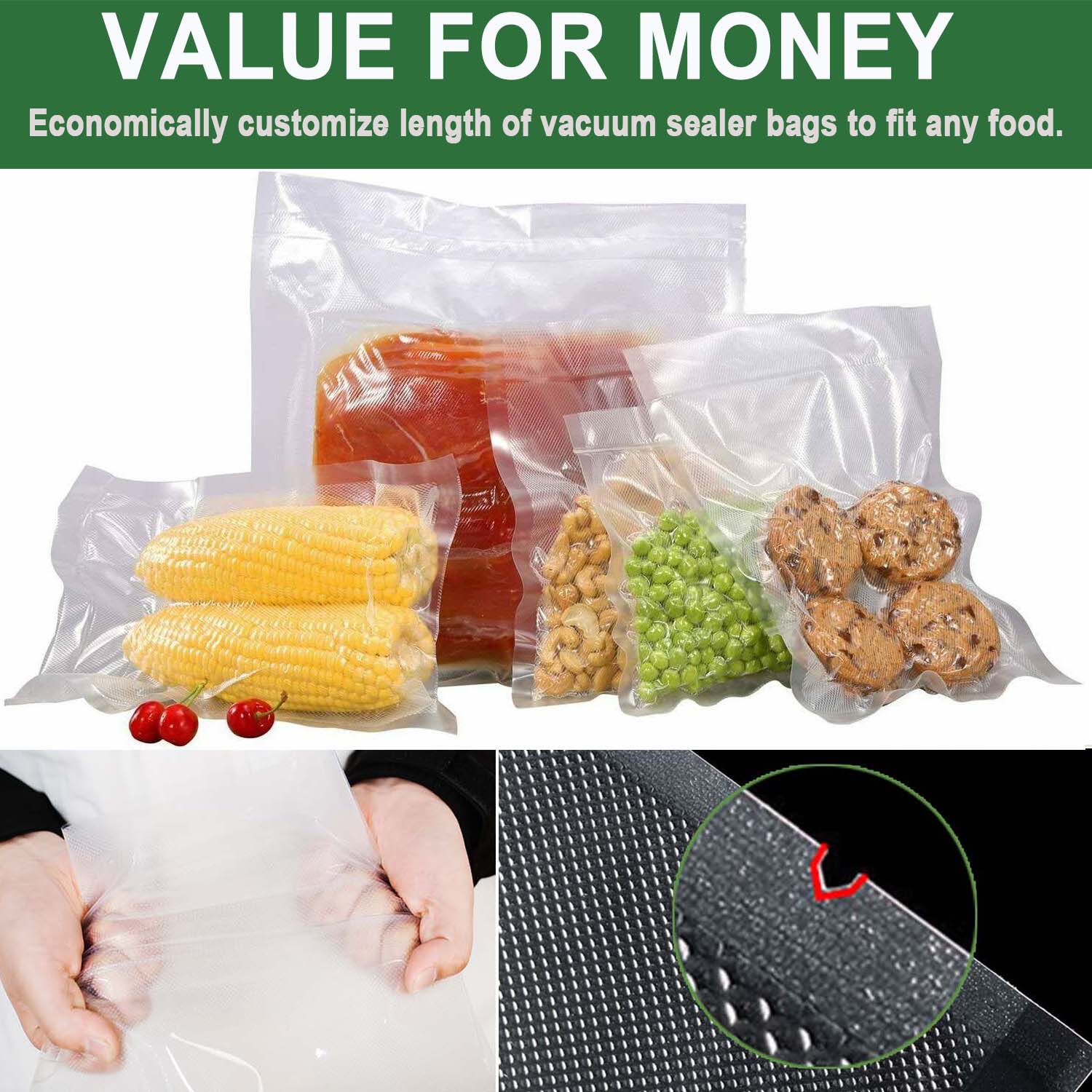 Camkey Vacuum Sealer Bag Rolls, 11" x 197", 2-Pack photo 2