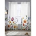 thumbnail image 5 of Spring Floral Semi Sheer Window Curtains 96 Inches Long, Colorful Botanical Summer Blooming Rod Pocket Voile Silky Chiffon Curtain Light Filtering Drapes for Living Room, Kitchen, 52"x96", 2 Panels, 5 of 9