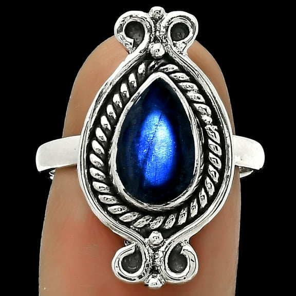 Blue Fire Labradorite - Madagascar 925 Sterling Silver Ring s.7.5 Jewelry R-1108 SDR170784