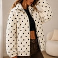 thumbnail image 5 of Fleece Jackets for Women Oversized Stand Collar Zip Up Jacket with Pockets Winter Casual Warm Trendy Polka Dots Plush Outerwear,Sizes S-2XL, 5 of 8