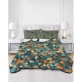 thumbnail image 3 of Abstract Art Twin XL Size Down Alternative Comforter, Lightweight Comforter Quilt Bedding Set with Pillow Shams Geometric Modern Art Orange Teal All Seasons Bed Comforter Duvet Insert 68"x98", 3 of 7