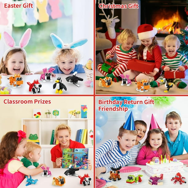 Pack De 10 Bloques De Construcción Con Mini Animales - Juguetes Creativos Para Fiestas Infantiles, Regalos Y Premios Para Niños De 6 A 12 Años
