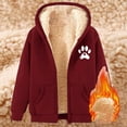thumbnail image 4 of ZHOUCHANKIDS Hoodies for Women Winter Fleece Sweatshirt - Full Zip Up Thick Sherpa Lined Hooded Jacket Wine XL, 4 of 5