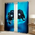 thumbnail image 2 of Gaming Curtain Game Room Decor Gamer Curtains Teens Playing Video Game Window Treatments Drapes With Grommets Game Controller Window Curtain 42"Wx84"L Inches Set Of 2 Panels Blue, 2 of 7
