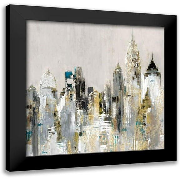 Mravyan, Valeria 12x12 Black Modern Framed Museum Art Print Titled - Golden Cityscape