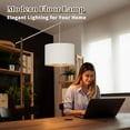 thumbnail image 4 of Mid-Century Arc Floor Lamp (68") - Dimmable Adjustable Corner Lamp with White Fabric Shade & Foot Switch for Home Office, 4 of 8