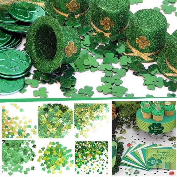 St. Patrick's Day Green Party Confetti - 15g Multi-Color Sequin Decor, Irish Holiday Atmosphere Supplies for Table & Gift Scatter (A)