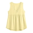 thumbnail image 6 of Womens Tops Gsakboxl Women's Cotton‑Linen Lace‑Trim V‑Neck Sleeveless Tank Top Casual Loose‑Fit Peplum Summer Comfortable Blouse Yellow L, 6 of 6