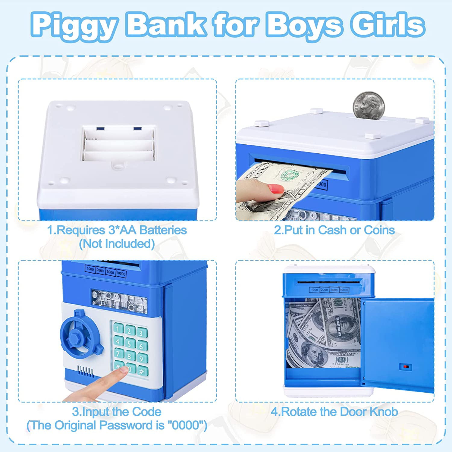 Refasy Piggy Bank Cash Coin Can ATM Bank Electronic Coin Money