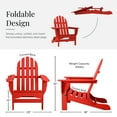 thumbnail image 2 of DuroGreen Folding Adirondack Chair With Ottoman, Made With All-Weather Tangent Lumber, Oversized, High End Patio Furniture for Porch, Lawn, Deck, or Fire Pit, No Maintenance, , Bright Red, 2 of 7