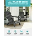 thumbnail image 4 of Folding Adirondack Chair set of 2, HDPE All-Weather Lawn Chair with 2 Cup Holder, Patio Garden Outdoors Fire Pit, Gray, 4 of 8