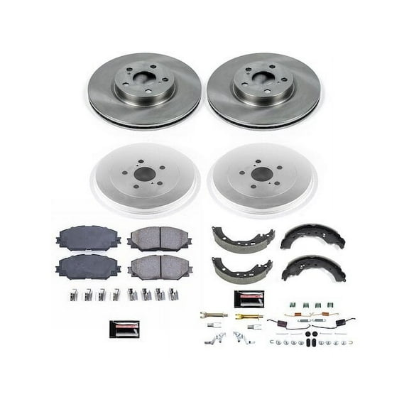 Front and Rear Brake Pad Rotor Shoe Drum Kit - Compatible with 2009 - 2019 Toyota Corolla 1.8L 4-Cylinder 2010 2011 2012 2013 2014 2015 2016 2017 2018