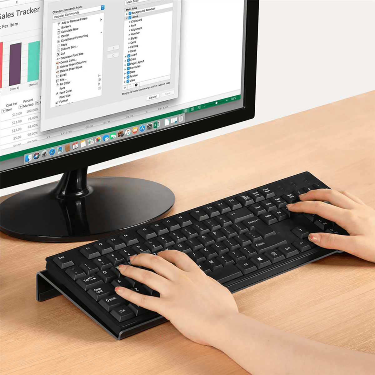 2X Acrylic Computer Keyboard Stand for Desk, Keyboard Riser Tilt Lift, Keyboard Holder for Desktop, Desk Keyboard Lifter