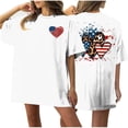 thumbnail image 1 of Camiseta de Cuello Redondo Impresa Delantera Y Trasera Del Día de la Independencia de las Mujeres, Tops Cortos Casuales para las Mujeres, 1 of 5