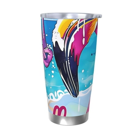 

Uemuo Tropical Flamingo Summer Print Travel Coffee Mug 20oz Double-walled Car Cup Stainless Steel Insulated Tumbler Leak-proof Travel Cup Reusable Straw Car Cup-Without Straw