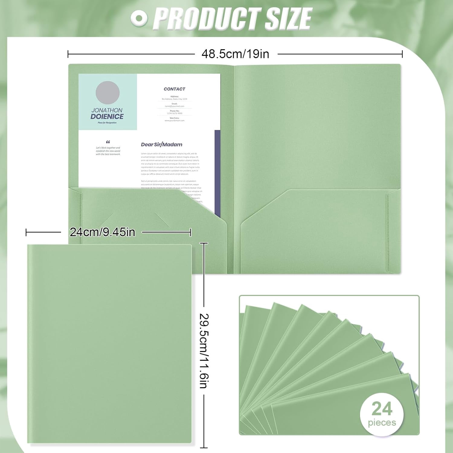 Heavy Duty Two Pocket Plastic Folders with Pockets, Letter Size School Office Folders, 11.61 x 9.45 Inches, Business Card Holder, Blue, 50 Pack