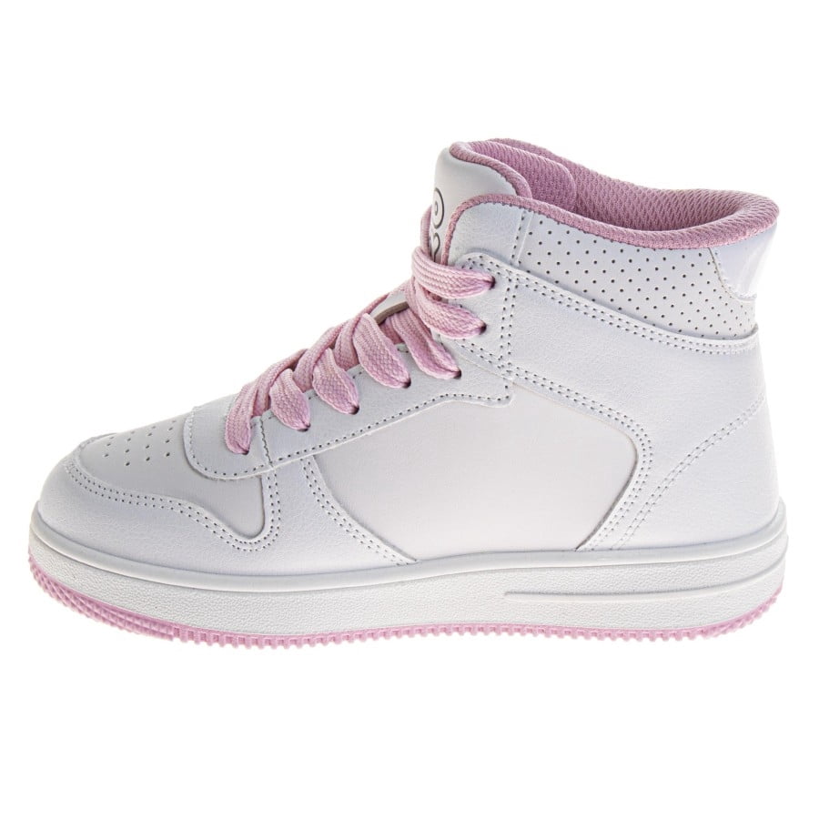 Hello Kitty Girls High Top Sneakers Lace Up (Big Kid), White Pink, Size: 13