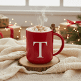 thumbnail image 1 of Holiday Times Ceramic Monogram Mugs - T, 1 of 3