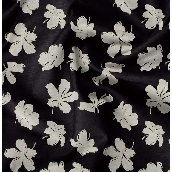 Soimoi Pure Silk Black Fabric By the Yard - 42 Inch Wide - Florals Print Fabric - Elegant and Timeless Patterns for Fashion and Home Decor Printed Fabric