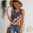 thumbnail image 4 of Iaqnaocc 4th Of July Tank Tops for Women Sleeveless Summer Loose Fit V-Neck Pleated Tees Independence Day American Flag Floral Print Festival Tee Tops Deep Red M, 4 of 6
