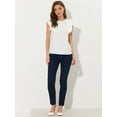 thumbnail image 4 of Unique Bargains Women's Summer Round Neck Cap Sleeve Blouse Tops S White, 4 of 6