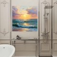 thumbnail image 4 of Wall Art Prints, Summer Ocean Waves Framed Canvas Prints for Bedroom Living Room Bathroom Office, Watercolor Cloud Sunset Seagull Gallery Wrap Wall Art Poster for Gifts Home Decor 28"x28", 4 of 9