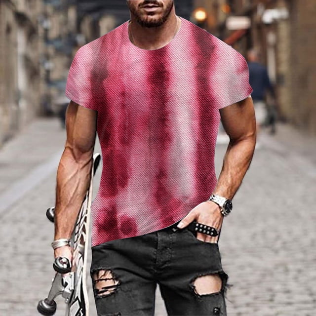 EGNMCR T-Shirts à Manches Courtes pour Hommes Été Décontracté Col Ras du Cou T-shirt, T-shirt d'Été Mode pour Hommes Col T-shirt Motif Impression 3D Manches Courtes,