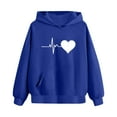thumbnail image 5 of DxhmoneyHX Girls Hoodies Fashion Hearts ​Printed Going Out Tops Fall Winter Warm Long Sleeve Blouses Pullover Sweatshirts with&nbsp;Pocket Size 9 Years, 5 of 6