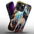 thumbnail image 3 of Punmada Compatible with iPhone 13 Pro Max Glossy Case For Girl Boy Full Body Protective Hard Shell Esthetics Pattern Colorful Stained Glass White Unicorn, 3 of 7