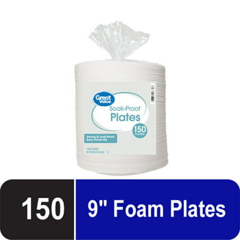 Great Value Everyday Disposable Foam Plates, 9 in, 150 CT