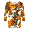 thumbnail image 5 of Jamicy Fall Sweatshirts for Women Fall Season Pumpkin Maple Leaf Print Tshirt for Women Thanksgiving Tops Autumn Thankful 3/4 Sleeve Graphic Tees, 5 of 5