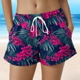 thumbnail image 2 of COMVALUE Women Drawstring Board Shorts Floral Beach Swim Shorts Summer Swim Trunks with Pockets (Hot Pink, S), 2 of 5