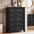 thumbnail image 3 of Joaxswe Classic 4-Piece Adult Farmhouse Engineered Wood Bedroom Furniture Set Black, 3 of 9